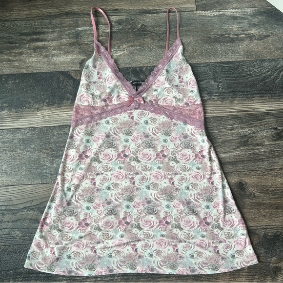 Nanette Lepore Other - Nanette Lepore Pink White Floral Lace Trim Nightgown/Cami Adjustable Straps XL